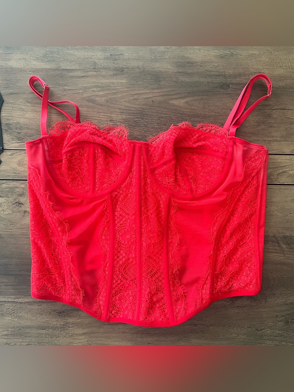 Red Lace Bustier Corset Top